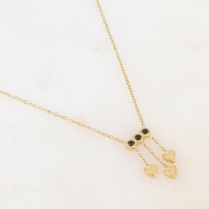 Collier avec chaînes, cœurs et strass (38+5CM)