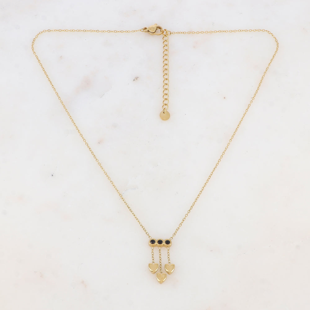 Collier avec chaînes, cœurs et strass (38+5CM)