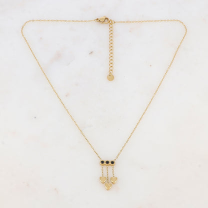 Collier avec chaînes, cœurs et strass (38+5CM)