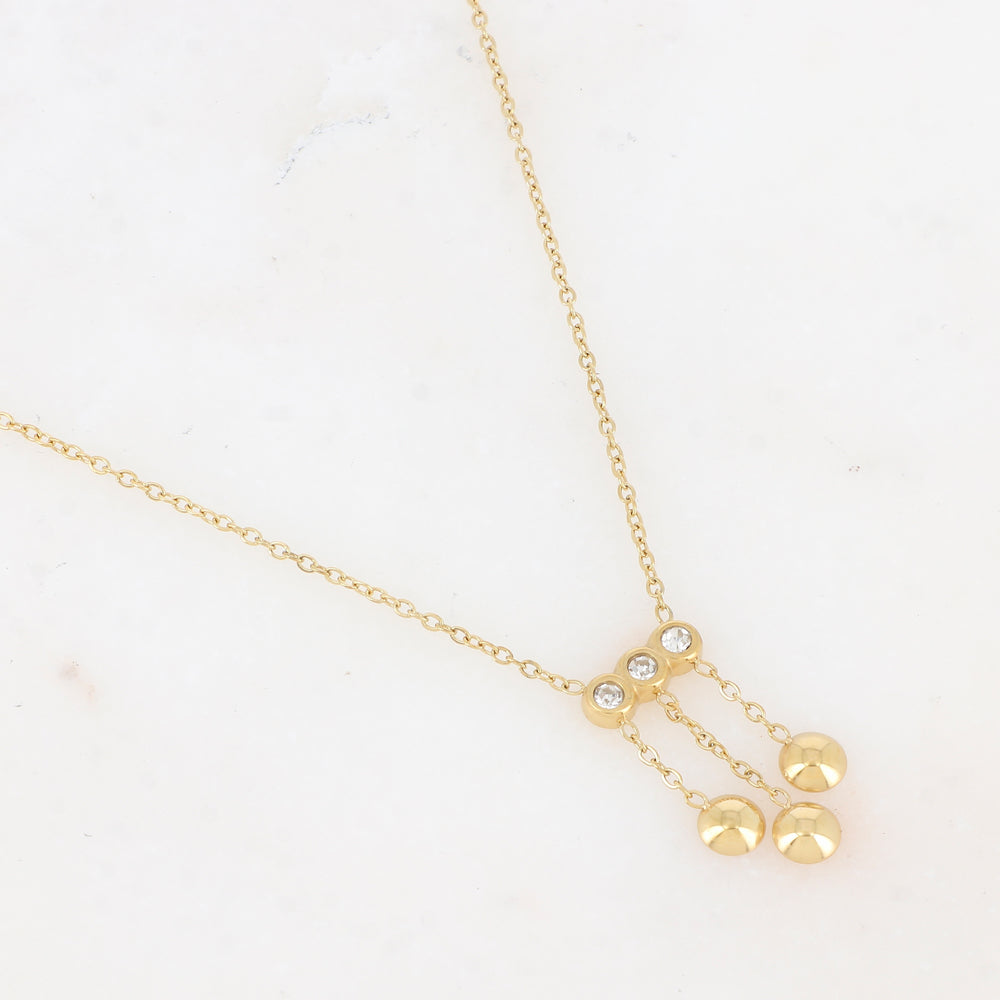 Collier avec chaînes, rondes et strass (38+5CM)