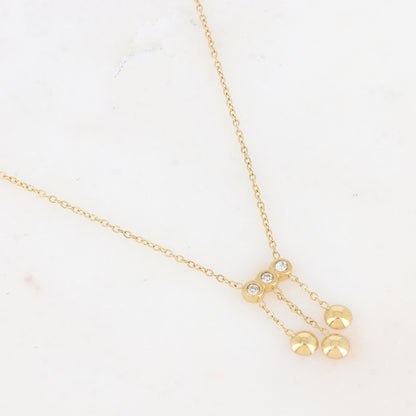 Collier avec chaînes, rondes et strass (38+5CM)