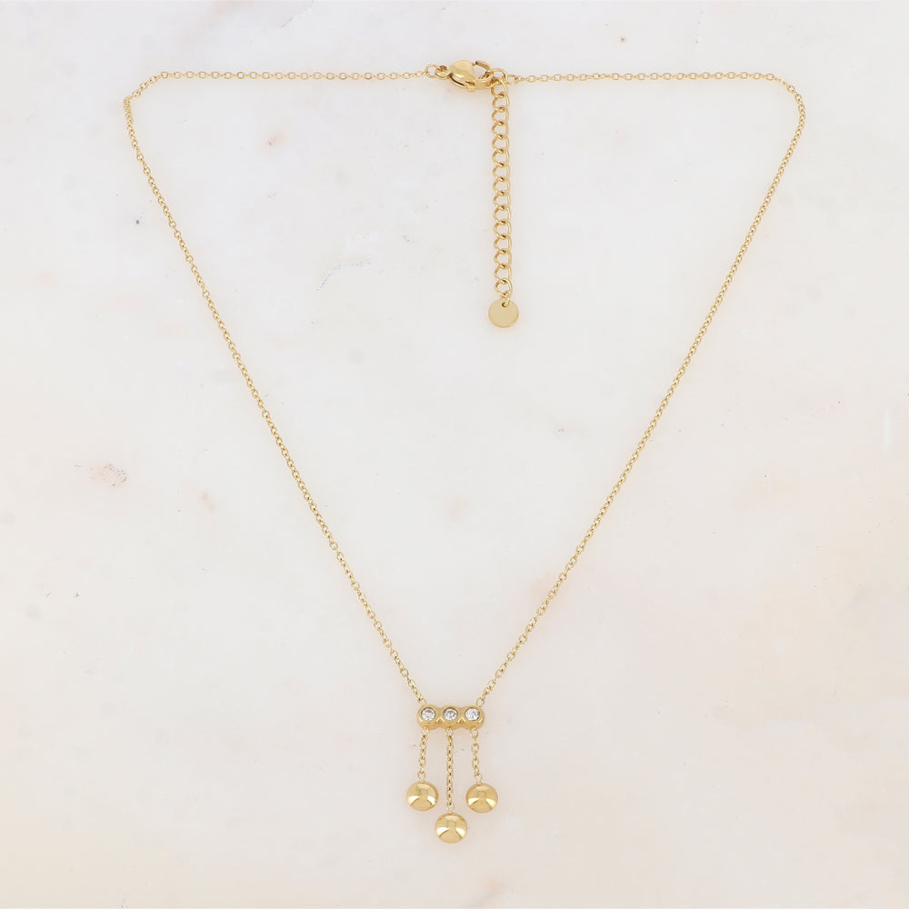 Collier avec chaînes, rondes et strass (38+5CM)