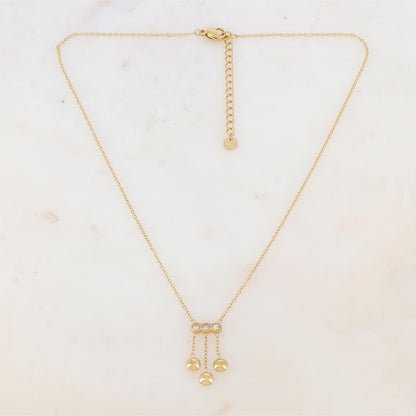 Collier avec chaînes, rondes et strass (38+5CM)