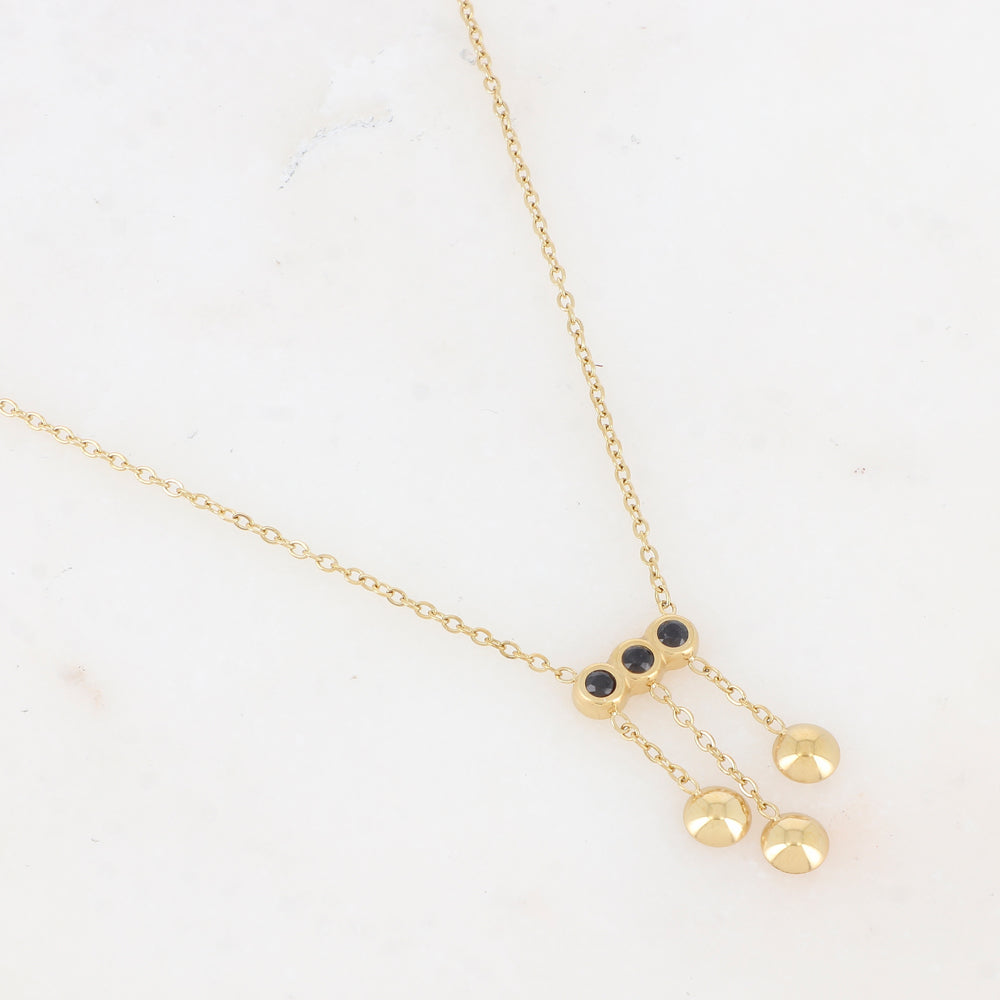 Collier avec chaînes, rondes et strass (38+5CM)