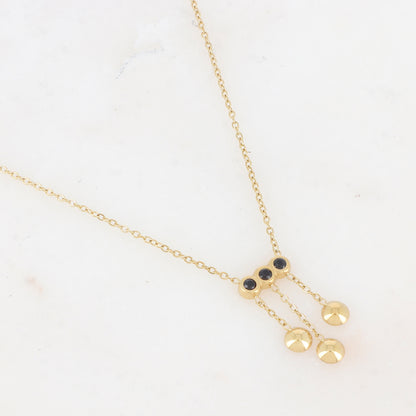 Collier avec chaînes, rondes et strass (38+5CM)