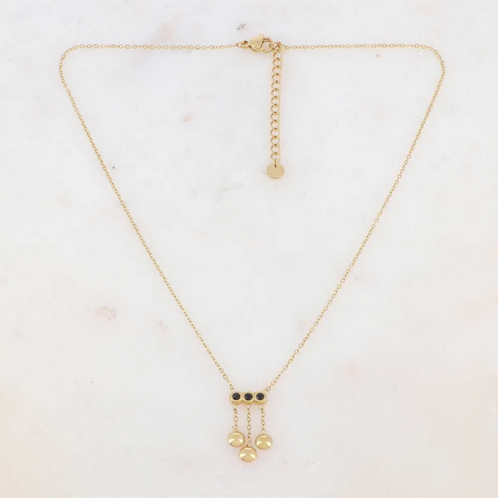 Collier avec chaînes, rondes et strass (38+5CM)