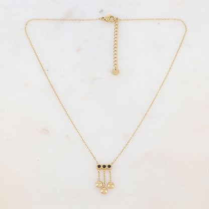 Collier avec chaînes, rondes et strass (38+5CM)