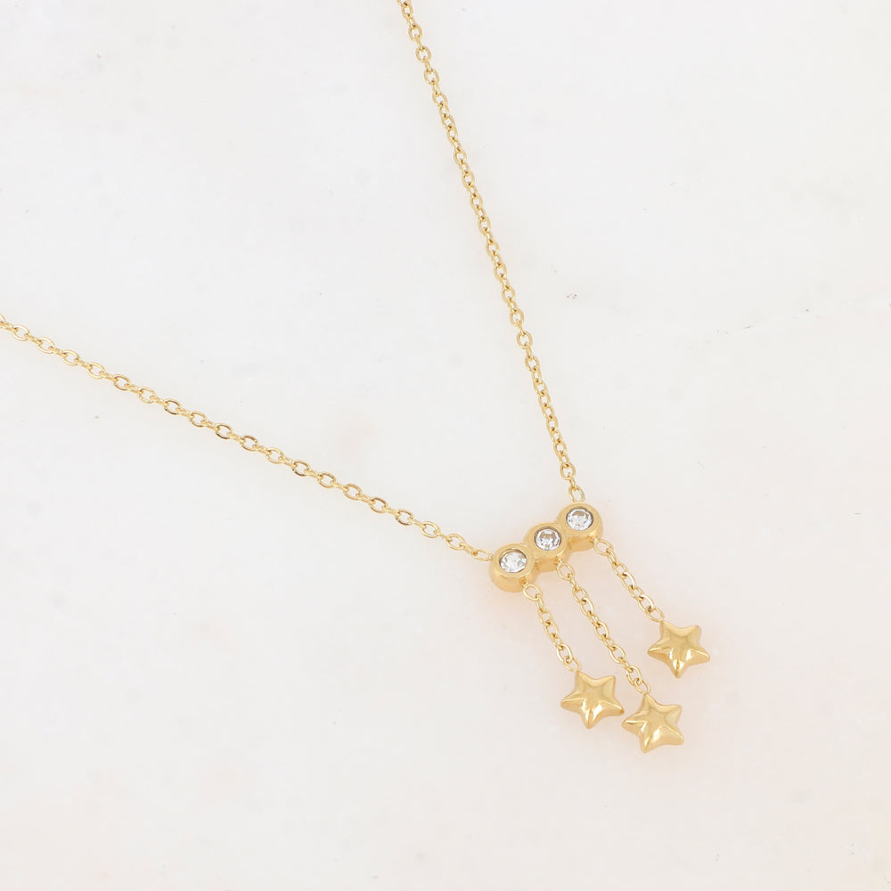 Collier avec chaînes, rondes et strass (38+5CM)
