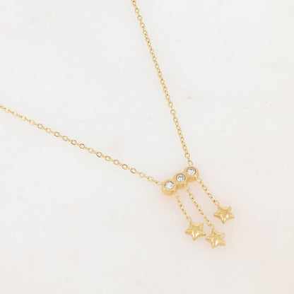 Collier avec chaînes, rondes et strass (38+5CM)