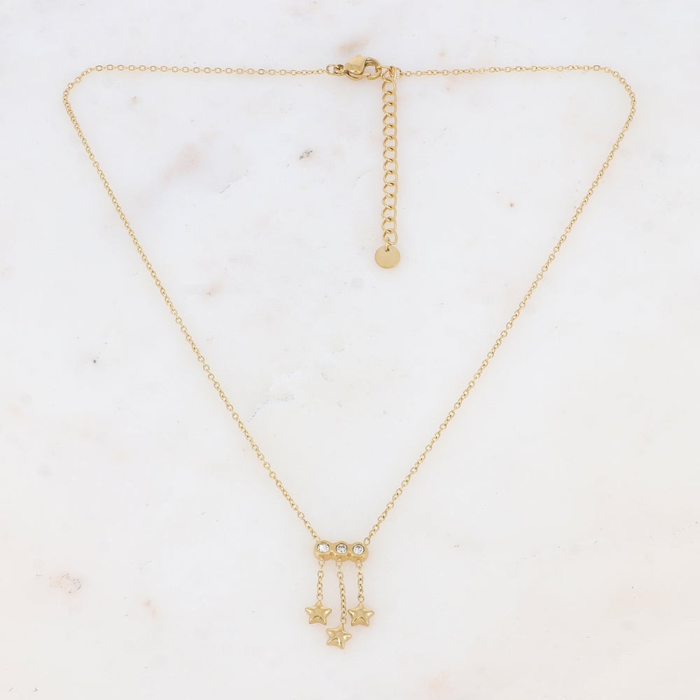 Collier avec chaînes, rondes et strass (38+5CM)
