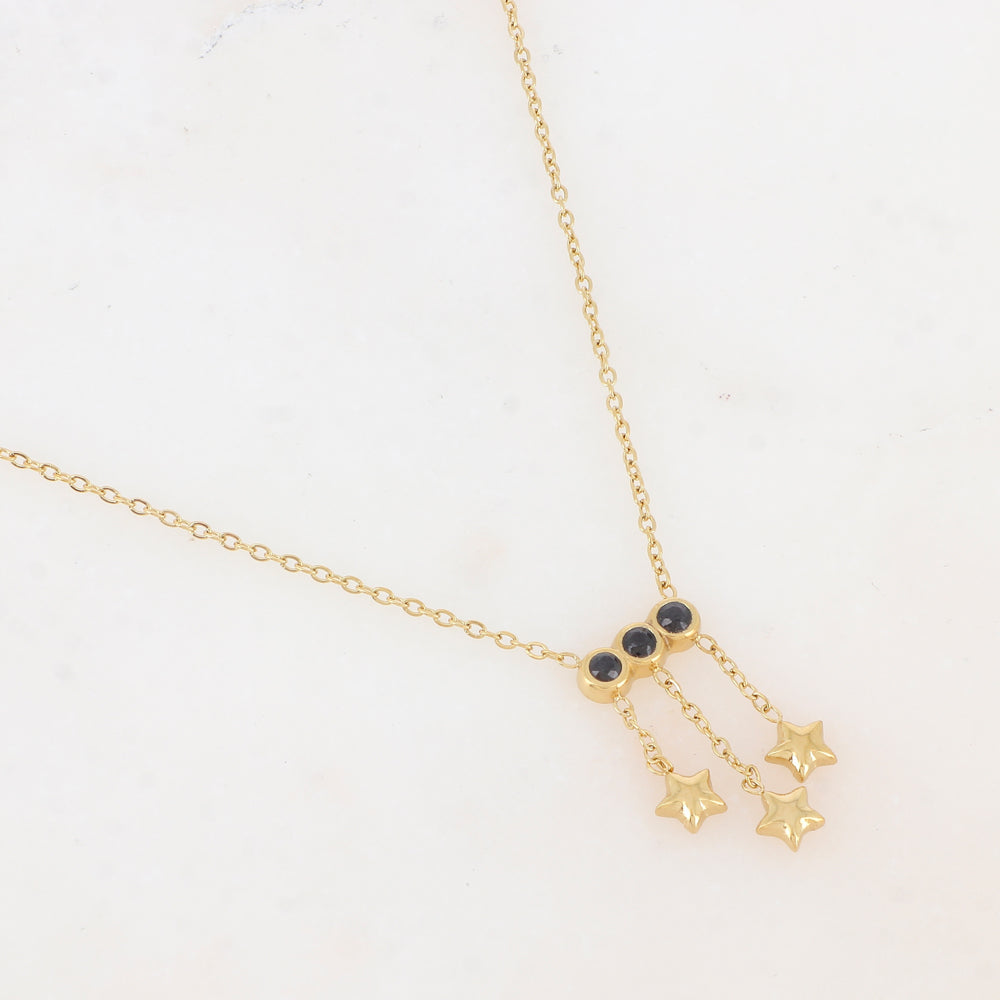 Collier avec chaînes, rondes et strass (38+5CM)