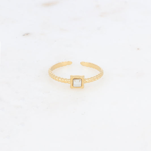 Bague fine avec oxyde de zirconium carrée