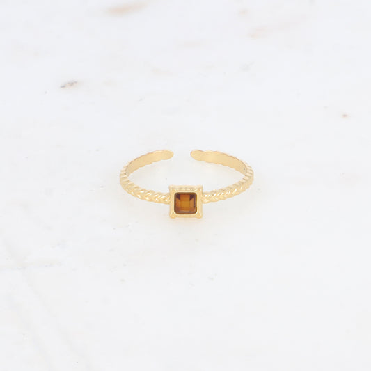 Bague fine avec oxyde de zirconium carrée