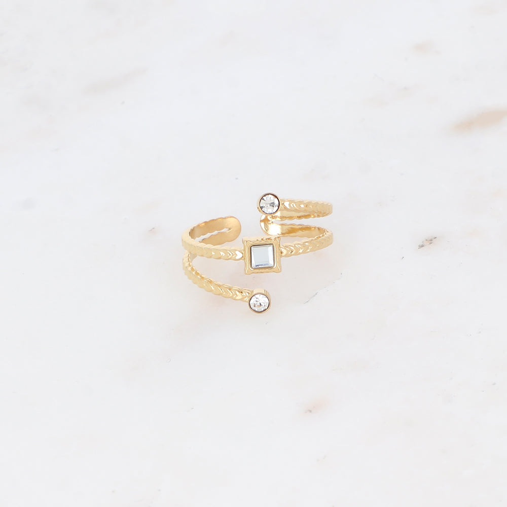 Bague trois rangs avec oxyde de zirconium