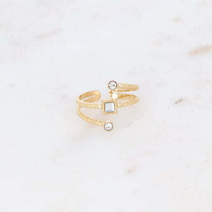 Bague trois rangs avec oxyde de zirconium
