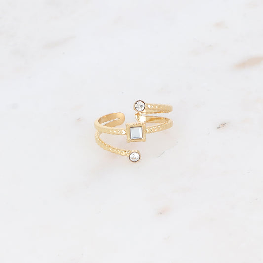 Bague trois rangs avec oxyde de zirconium