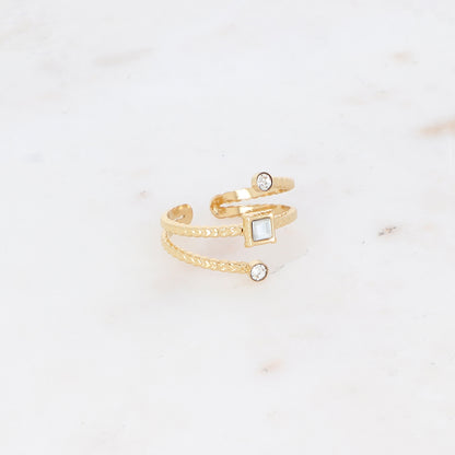 Bague trois rangs avec oxyde de zirconium