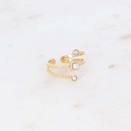 Bague trois rangs avec oxyde de zirconium
