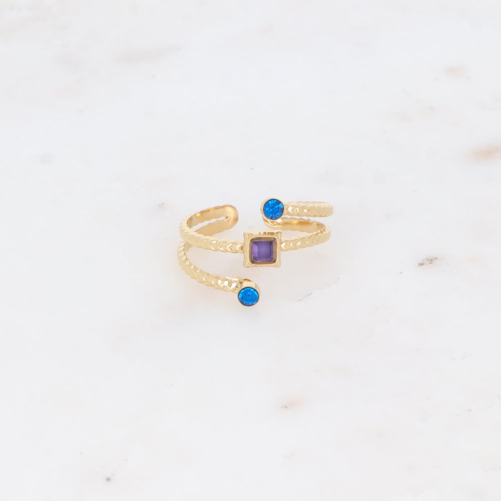 Bague trois rangs avec oxyde de zirconium
