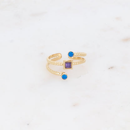 Bague trois rangs avec oxyde de zirconium