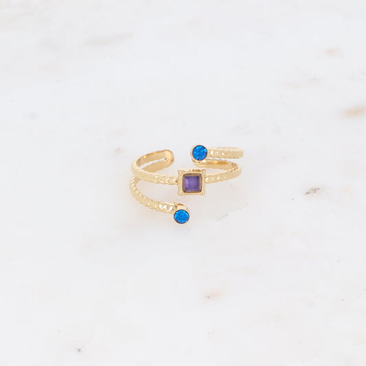 Bague trois rangs avec oxyde de zirconium