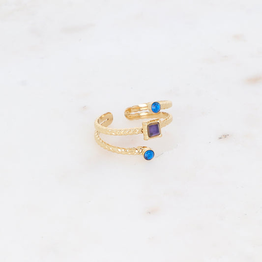 Bague trois rangs avec oxyde de zirconium