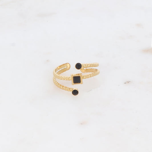 Bague trois rangs avec oxyde de zirconium