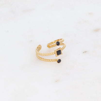 Bague trois rangs avec oxyde de zirconium