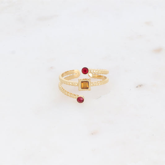 Bague trois rangs avec oxyde de zirconium