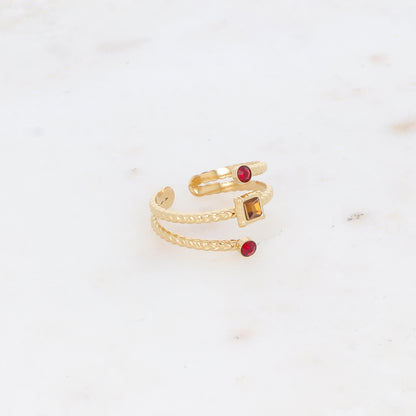 Bague trois rangs avec oxyde de zirconium