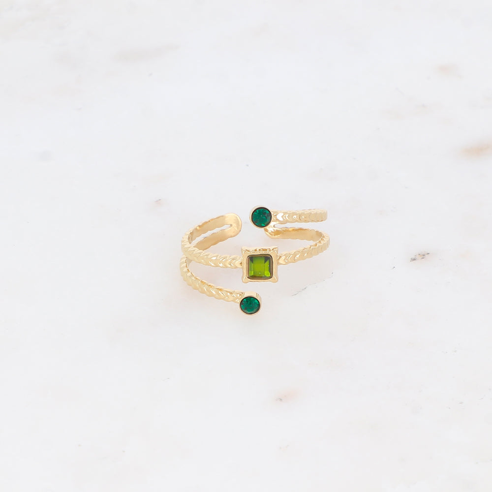 Bague trois rangs avec oxyde de zirconium