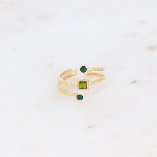 Bague trois rangs avec oxyde de zirconium