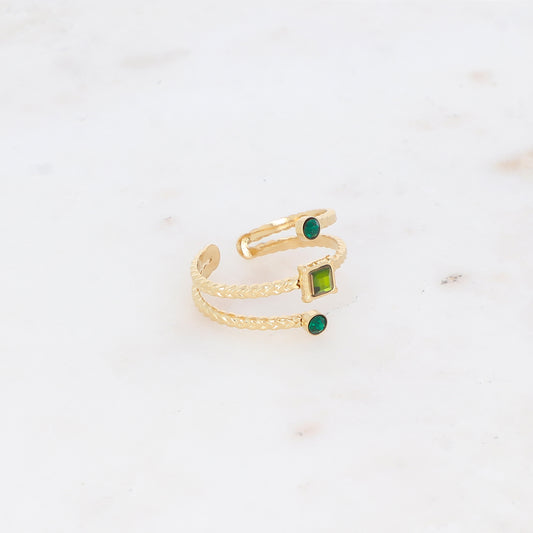 Bague trois rangs avec oxyde de zirconium