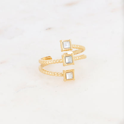Bague trois rangs avec oxyde de zirconium