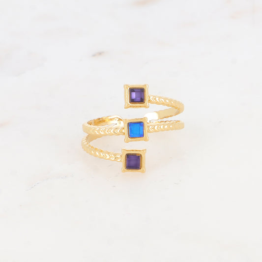 Bague trois rangs avec oxyde de zirconium