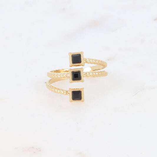 Bague trois rangs avec oxyde de zirconium