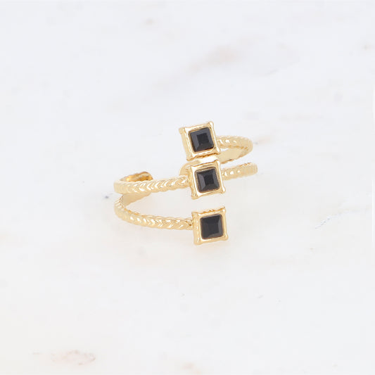 Bague trois rangs avec oxyde de zirconium
