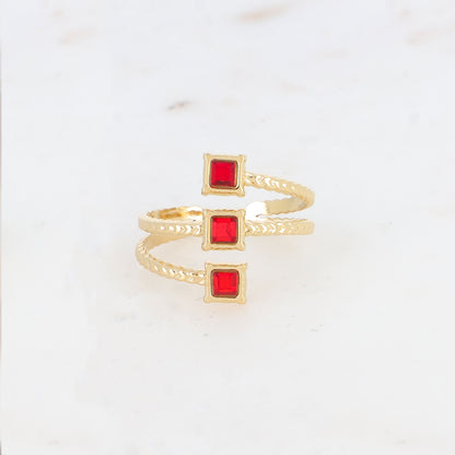 Bague trois rangs avec oxyde de zirconium