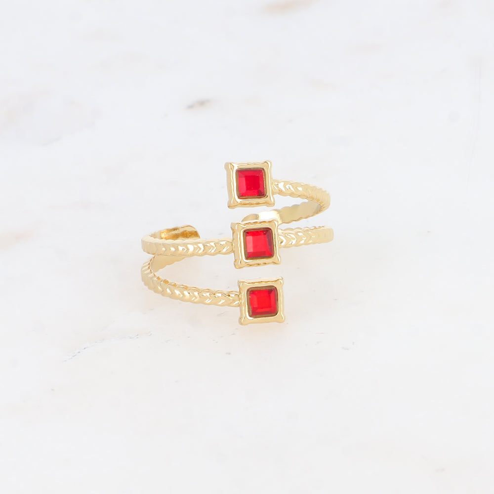 Bague trois rangs avec oxyde de zirconium