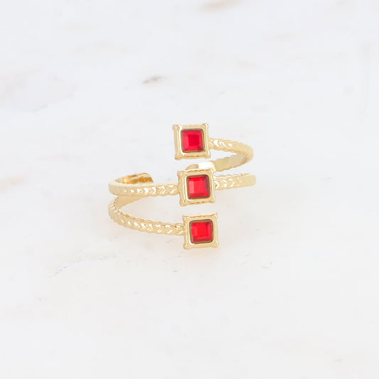 Bague trois rangs avec oxyde de zirconium