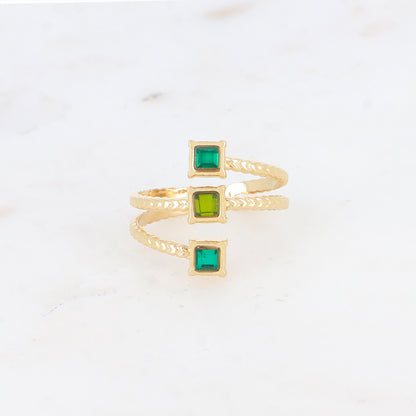 Bague trois rangs avec oxyde de zirconium
