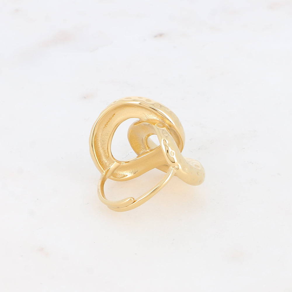 Bague - double anneau martelé et ajouré