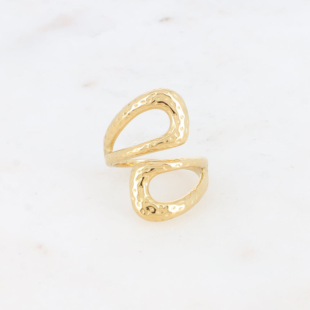 Bague ouverte - formes ajourées, martelées et ajourées