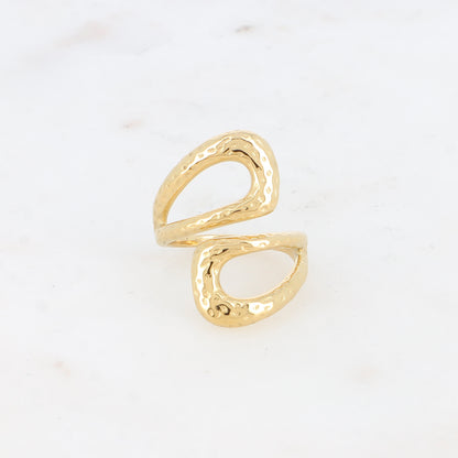 Bague ouverte - formes ajourées, martelées et ajourées