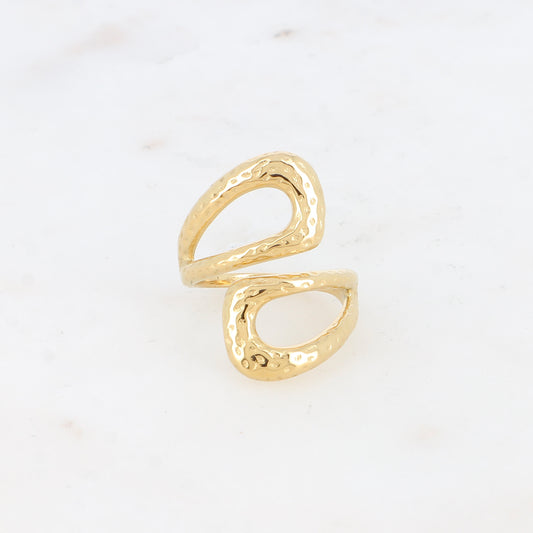 Bague ouverte - formes ajourées, martelées et ajourées