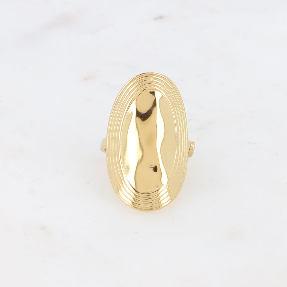 Bague - grand ovale, contours striés