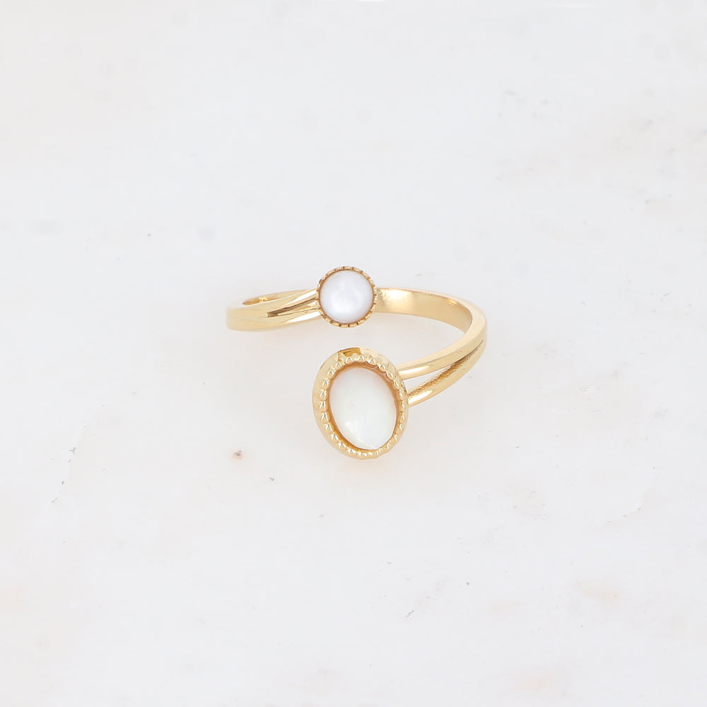 Bague avec pierre naturelle - Nacre