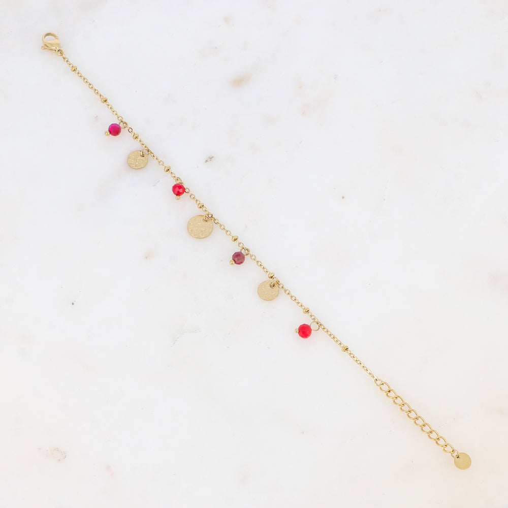 Bracelet avec pampilles rondes martelées et pierres naturelles