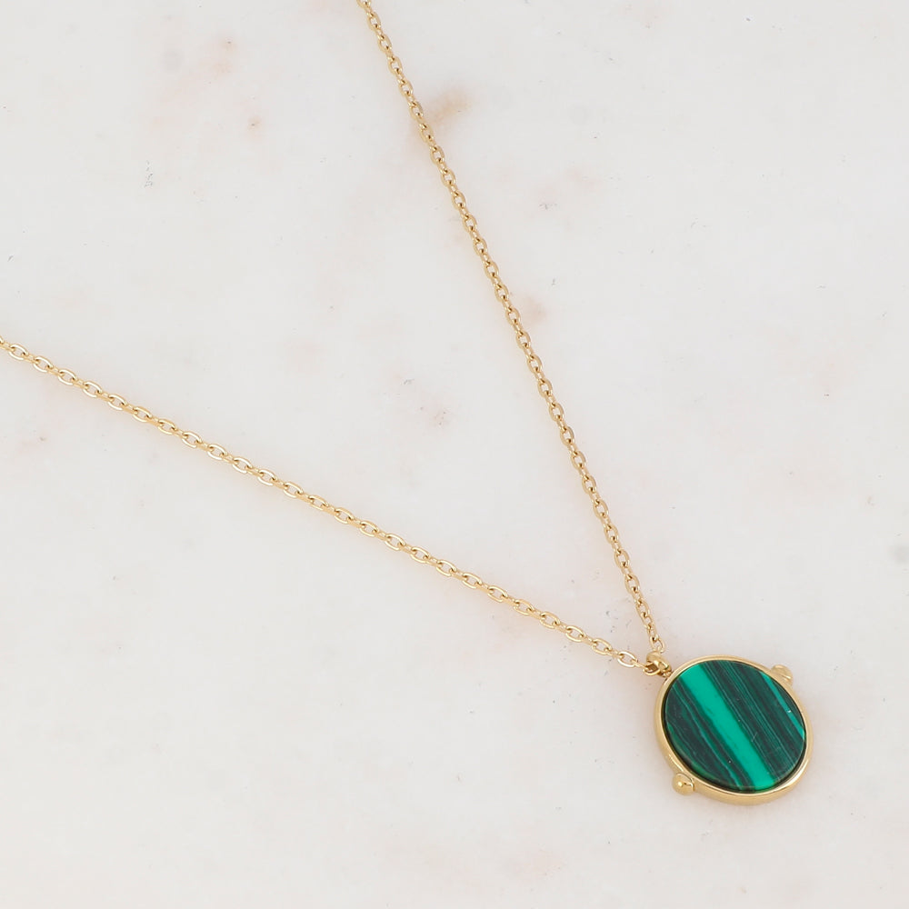 Collier avec pendentif ovale serti d'une pierre naturelle (40+5CM)