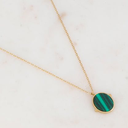 Collier avec pendentif ovale serti d'une pierre naturelle (40+5CM)